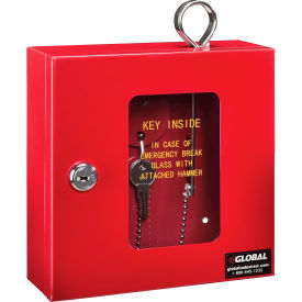 Global Industrial™ Emergency Key Box 6-1/4""W x 2""D x 6-7/8""H Keyed Differently Red