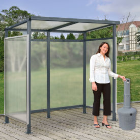 Global Industrial™ Bus Smoking Shelter 3-Side W/GRY 5 Gallon Outdoor Ashtray 6'5""Wx3'8""Dx7'H
