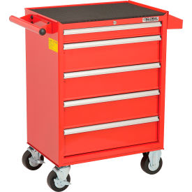 Global Industrial™ 26-3/8"" x 18-1/8"" x 37-13/16""  5 Drawer Red Roller Tool Cabinet