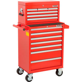 Global Industrial™ 26-3/8 x 18-1/8"" x 52-9/16"" 13 Drawer Red Roller Cabinet & Chest Combo