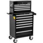 Global Industrial™ 26-3/8 x 18-1/8"" x 52-9/16"" 13 Drawer Black Roller Cabinet & Chest Combo