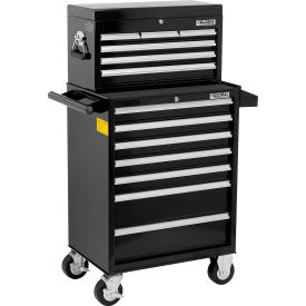 Global Industrial™ 26-3/8 x 18-1/8"" x 52-9/16"" 13 Drawer Black Roller Cabinet & Chest Combo