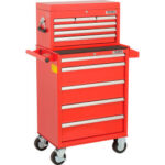 Global Industrial™ 26-3/8 x 18-1/8"" x 52-9/16"" 11 Drawer Red Roller Cabinet & Chest Combo