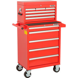 Global Industrial™ 26-3/8 x 18-1/8"" x 52-9/16"" 11 Drawer Red Roller Cabinet & Chest Combo