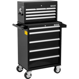 Global Industrial™ 26-3/8 x 18-1/8"" x 52-9/16"" 11 Drawer Black Roller Cabinet & Chest Combo