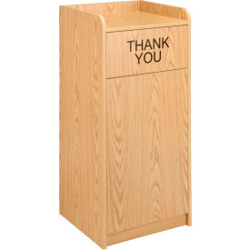Global Industrial™ Wooden Waste Receptacle with Tray Top 36 Gallon Oak