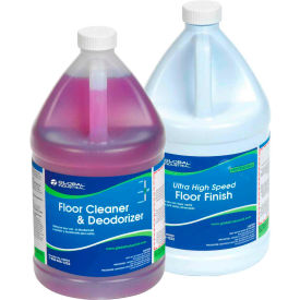 Global Industrial Floor Cleaning Kit Floor Cleaner & Finish 1 Gallon Bottles 2/Case
