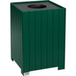 Global Industrial™ Recycled Plastic Square Trash Can With Liner 32 Gallon Green