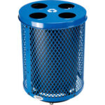 Global Industrial™ Deluxe Outdoor Steel Diamond Recycling Can W/Multi-Stream Lid 36 Gal Blue