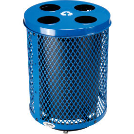 Global Industrial™ Deluxe Outdoor Steel Diamond Recycling Can W/Multi-Stream Lid 36 Gal Blue