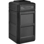 Global Industrial™ Square Plastic Waste Receptacle With Flat Lid 42 Gallon Black