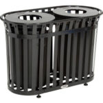 Global Industrial™ Outdoor Slatted Steel Trash Can With Flat Lid 72 Gallon Black