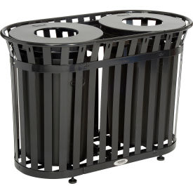 Global Industrial™ Outdoor Slatted Steel Trash Can With Flat Lid 72 Gallon Black
