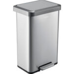 Global Industrial™ Stainless Steel Rectangular Step Trash Can - 12 Gallon
