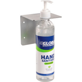 Global Industrial Wall Mount Bracket for Hand Sanitizer Pump Bottles Set of 4 - Silver