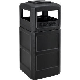 Global Industrial Square Plastic Waste Receptacle With Ashtray Lid 42 Gallon Black