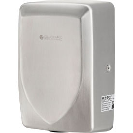 Global Industrial High Velocity Automatic Hand Dryer ADA Compliant Brushed Stainless 120V