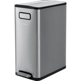 Global Industrial™ Rectangular Step On Trash Can 12 Gallon Brushed Stainless Steel