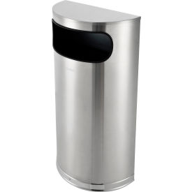 Global Industrial™ Half Round Side Open Trash Can 9 Gallon Matte Stainless Steel