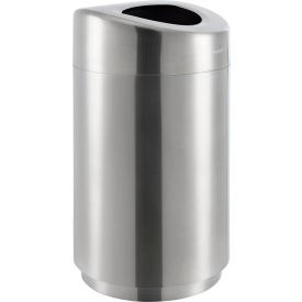 Global Industrial Round Curved Open Top Trash Can 32 Gallon Satin Stainless Steel