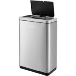 Global Industrial™ Rectangular Motion Sensor Trash Can 12 Gallon Brushed Stainless Steel