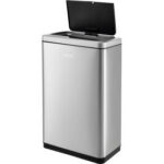 Global Industrial™ Rectangular Motion Sensor Trash Can 21 Gallon Brushed Stainless Steel