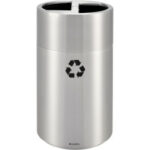 Global Industrial™ Round Multi-Stream Recycling Can 31 Gallon Total Satin Aluminum