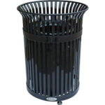 Global Industrial™ Outdoor Extra Heavy-Duty Slatted Steel Trash Can 36 Gallon 39""H Black