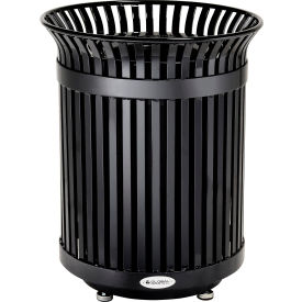 Global Industrial™ Outdoor Extra Heavy-Duty Slatted Steel Trash Can 36 Gallon 34""H Black