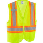 Global Industrial™ Class 2 Hi-Vis Safety Vest 2 Pockets Two-Tone Mesh Lime L/XL