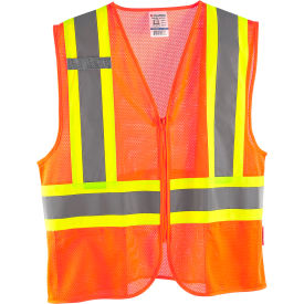 Global Industrial™ Class 2 Hi-Vis Safety Vest 2 Pockets Two-Tone Mesh Orange 4XL/5XL