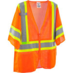 Global Industrial™ Class 3 Hi-Vis Safety Vest 4 Pockets Two-Tone Mesh Orange 2XL/3XL