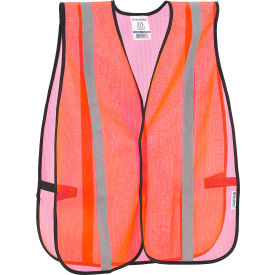 Global Industrial Hi-Vis Safety Vest 1"" Reflective Strips Mesh Orange One Size