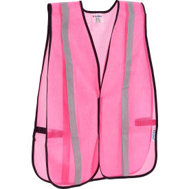 Global Industrial Hi-Vis Safety Vest 1"" Reflective Strips Mesh Pink One Size