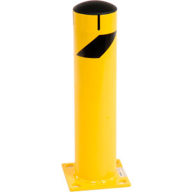 Global Industrial Steel Safety Bollard W/Chain Slots & Removable Cap 5.5""D x 24""H
