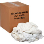 Global Industrial™ Premium Recycled White Cotton Terry Cut Rags 10 Lb. Box