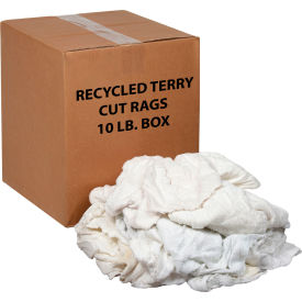 Global Industrial™ Premium Recycled White Cotton Terry Cut Rags 10 Lb. Box