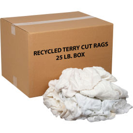 Global Industrial™ Premium Recycled White Cotton Terry Cut Rags 25 Lb. Box