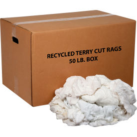Global Industrial™ Premium Recycled White Cotton Terry Cut Rags 50 Lb. Box