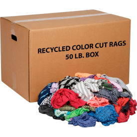 Global Industrial™ Recycled Mixed Color Cut Rags 50 Lb. Box