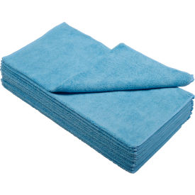 Global Industrial™ 300 GSM Microfiber Cleaning Cloths 16"" x 16"" Blue 12 Cloths/Pack