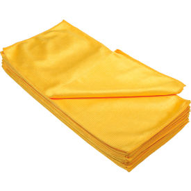 Global Industrial™ 266 GSM Microfiber Glass Cleaning Cloths 16"" x 16"" Gold 12 Cloths/Pack