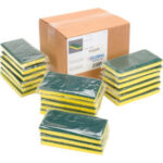 Global Industrial™ Heavy Duty Scrub Sponge Yellow/Green 3.25"" x 6.25"" - Case of 20 Sponges