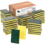 Global Industrial™ Resort Cut Scrub Sponge Yellow/Green 2.75"" x 4"" - Case of 40 Sponges