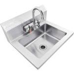 Global Industrial™ Stainless Steel Wall Mount Hand Sink W/Faucet & Strainer 14""x10""x5"" Deep