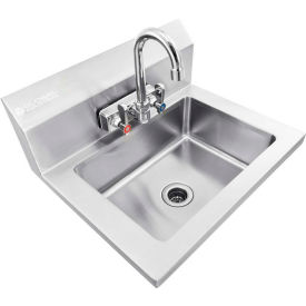 Global Industrial Stainless Steel Wall Mount Hand Sink W/Faucet & Strainer 14""x10""x5"" Deep