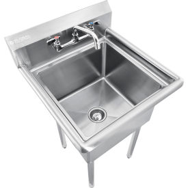 Global Industrial™ Stainless Steel Utility Sink W/Faucet & 8"" Backsplash 18""x18""x12"" Deep