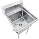 Global Industrial™ Stainless Steel Utility Sink With 8"" Backsplash 18""x18""x12"" Deep