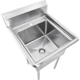Global Industrial™ Stainless Steel Utility Sink With 8"" Backsplash 18""x18""x12"" Deep