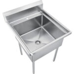 Global Industrial™ Stainless Steel Utility Sink W/8"" Backsplash 24""x24""x12"" Deep